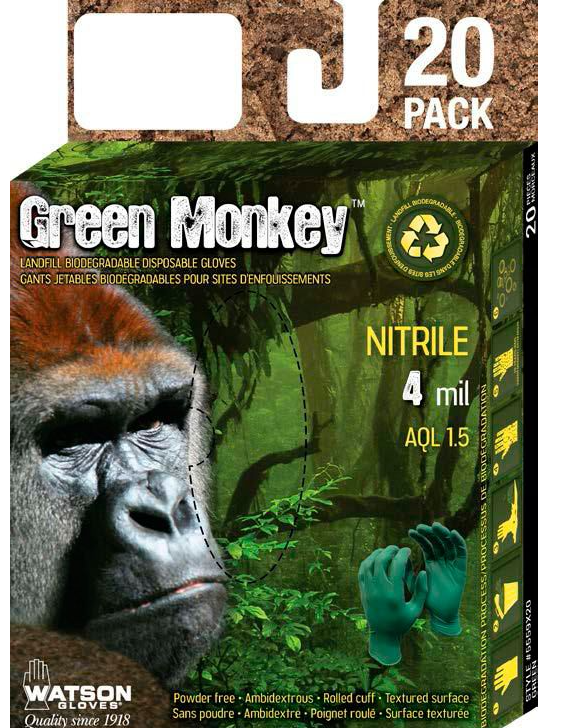 Green Monkey Biodegradable Disposable Gloves, 20-pk, X-Large