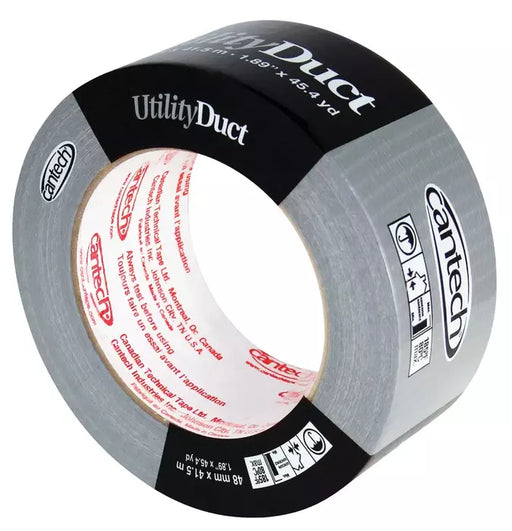 Cantech Multi-Purpose Utility Duct Tape High-Strength Adhesive, Silver, 48-mm x 41.5-m, 2" x 45 yards
