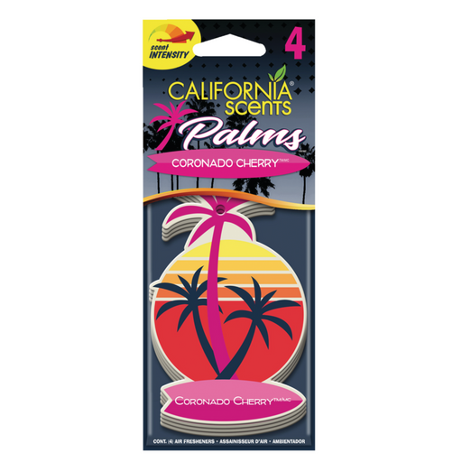 California Scents Palms Hanging Car Air Freshener, 4-pk