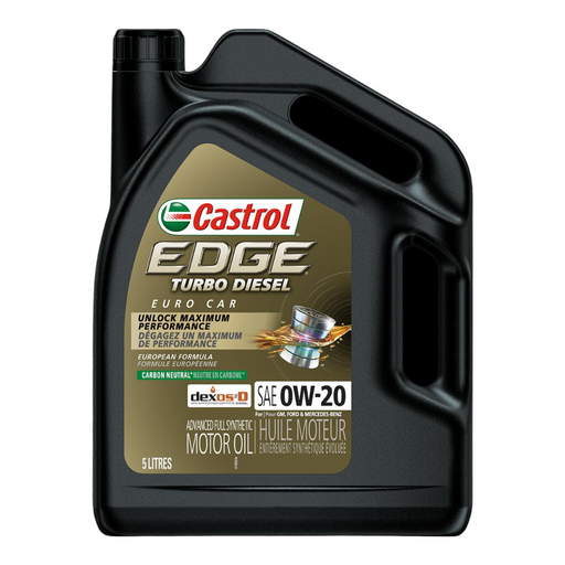Castrol EDGE 0W-20 Turbo Diesel Advanced Full Synthetic Motor Oil, 5-L