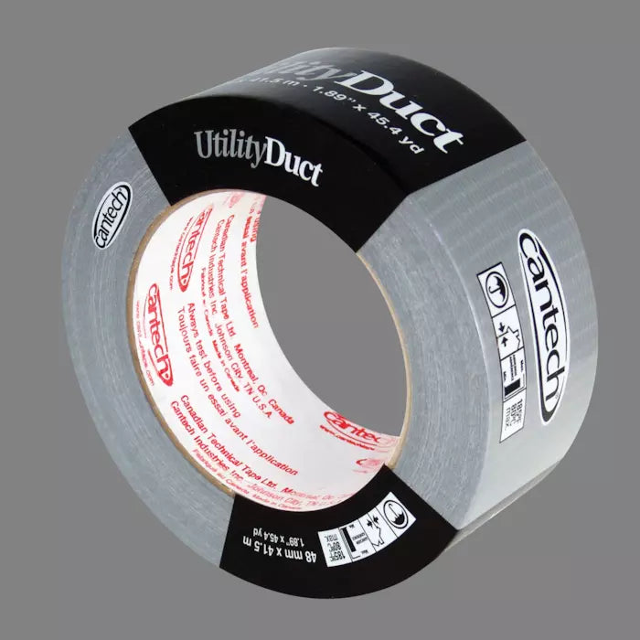 Cantech Multi-Purpose Utility Duct Tape High-Strength Adhesive, Silver, 48-mm x 41.5-m, 2" x 45 yards