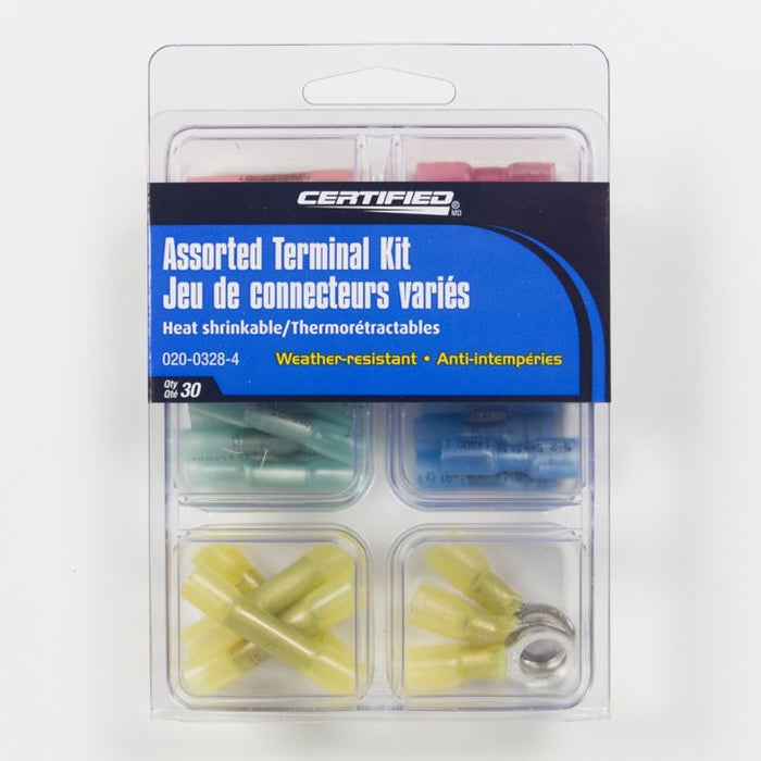 0200328 Certified Assorted Heat Shrink Terminal Kit, 30-pc