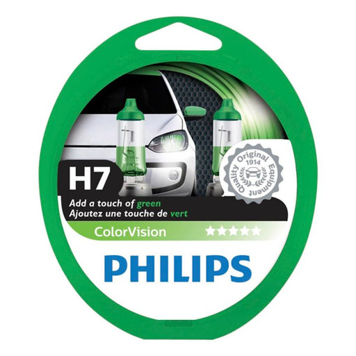 12972CVPGS2 H7 Green Philips ColorVision Headlight Bulbs, 2-pk