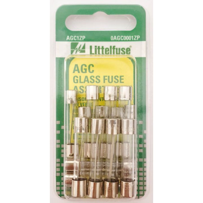 0201670 Littelfuse AGC Glass Fuse Assortment, 15-pk