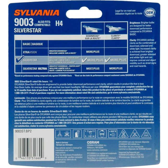 9003ST.BP2 9003 Sylvania SilverStar® Headlight Bulbs, 2-pk