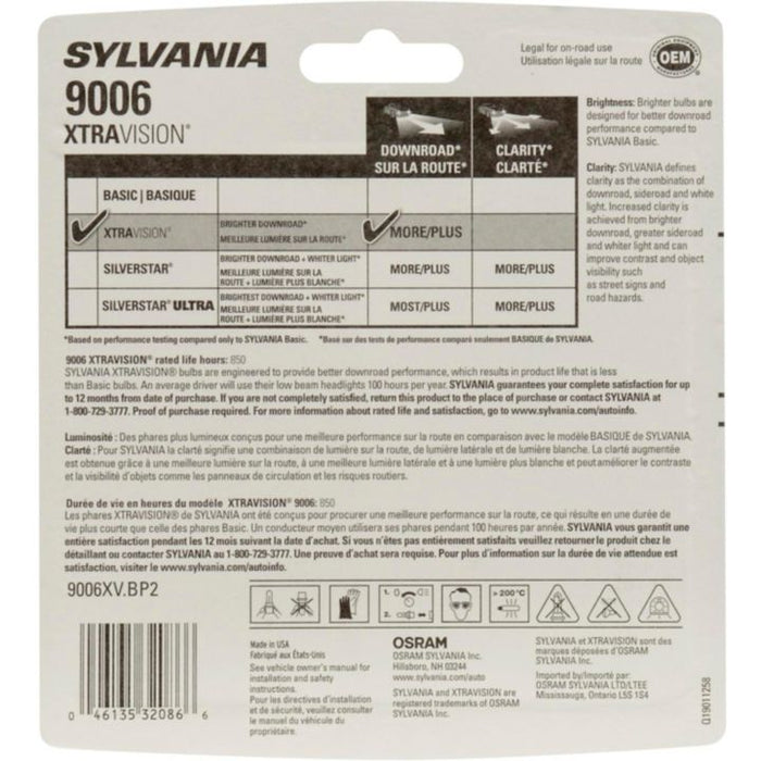9006 Sylvania XtraVision® Headlight Bulbs, 2-pk