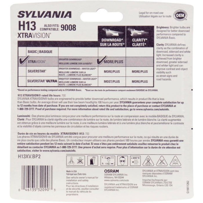 H13 Sylvania XtraVision® Headlight Bulbs, 2-pk