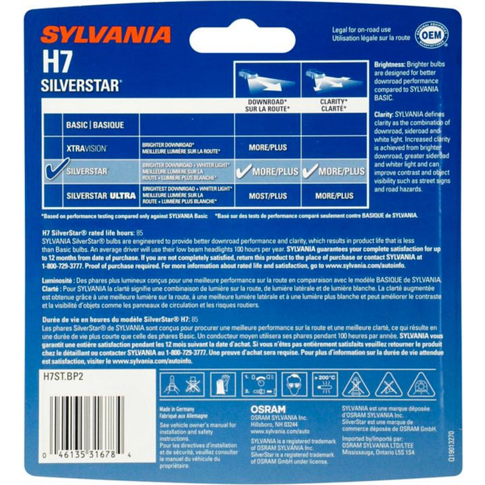 H7ST.BP2 H7 Sylvania SilverStar® Headlight Bulbs, 2-pk