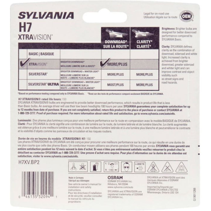 H7 Sylvania XtraVision® Headlight Bulbs, 2-pk