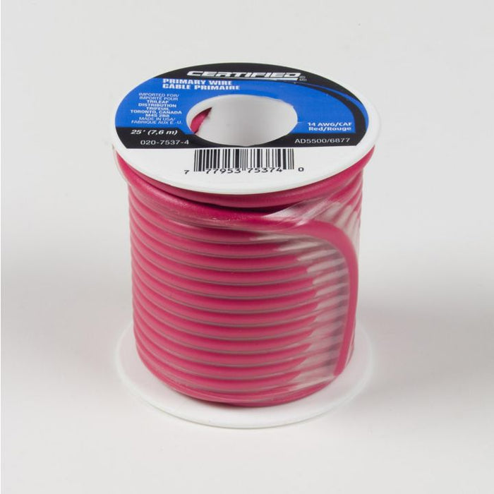 GPT-14-R-Q Certified 14 AWG Wire Cable, Red, 25-ft