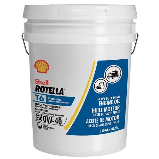 Shell Rotella® T6 Extreme Temperature Assorted-Viscosity Heavy-Duty Synthetic Diesel Engine/Motor Oil 0W40, 18.9-L