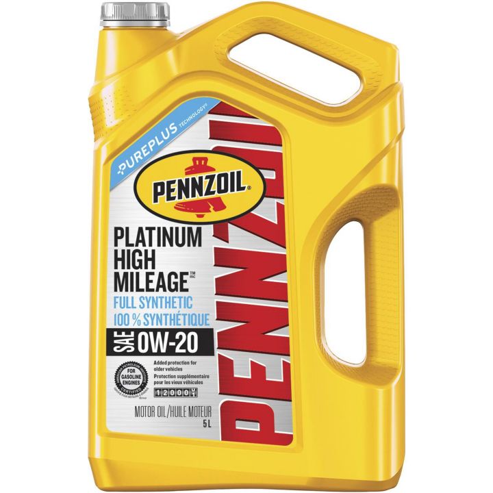 550049506 Pennzoil 0W20 Platinum Synthetic High Mileage Motor Oil, 5-L