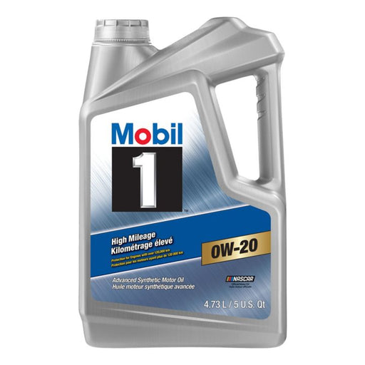 Mobil 1 0W20 Synthetic High Mileage Oil, 4.73L