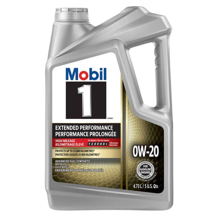 Mobil 1 EP High Mileage 0W20 Synthetic Motor Oil, 4.73L