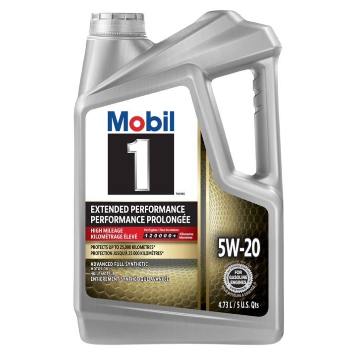 Mobil 1 EP High Mileage 5W20 Synthetic Motor Oil, 4.73L