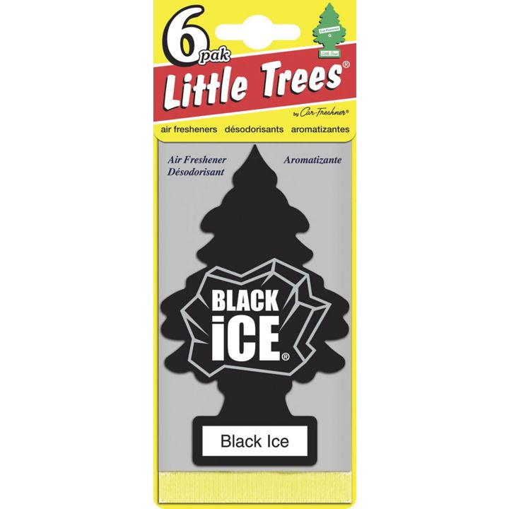 0370619 Little Trees Hanging Air Freshener, Black Ice, 6-pk