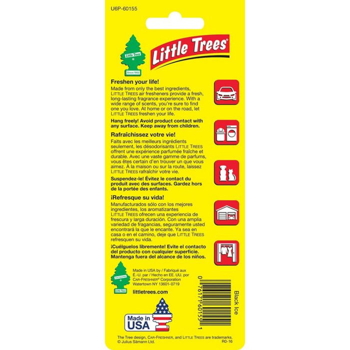 0370619 Little Trees Hanging Air Freshener, Black Ice, 6-pk