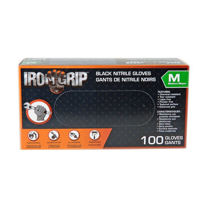 Iron Grip Black Nitrile Gloves, 100-pk