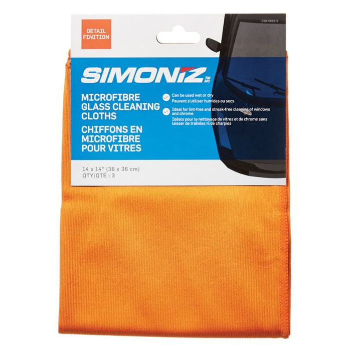 R0M-527039 Simoniz Microfibre Glass Cleaning Clothes, 3-pk