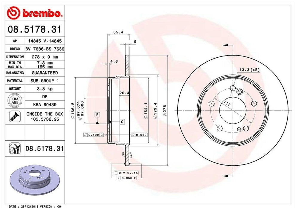 08.5178.31 Brembo Brake Rotor