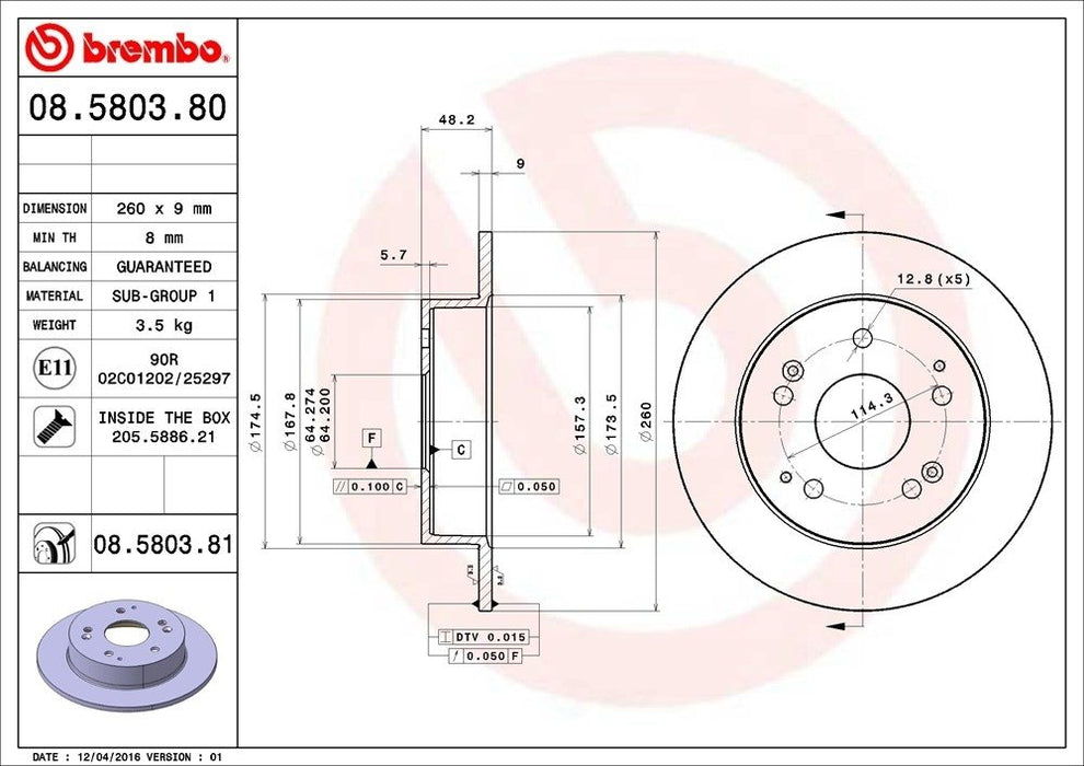 08.5803.81 Brembo Brake Rotor