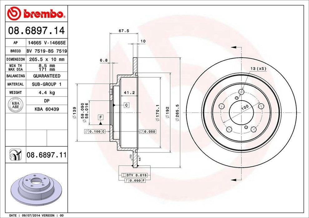 08.6897.11 Brembo Brake Rotor