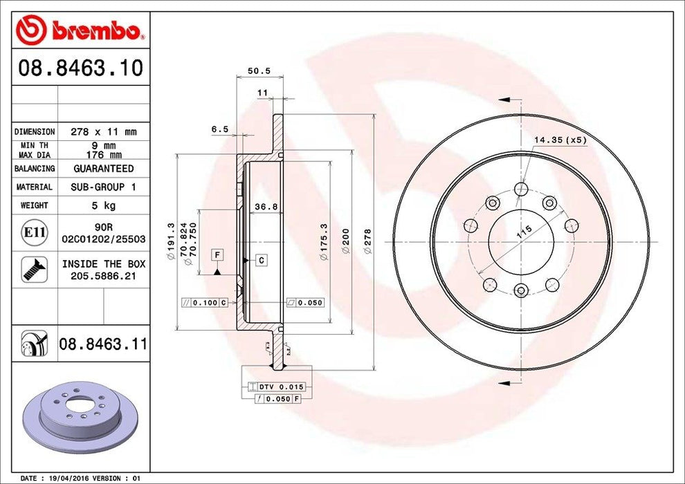 08.8463.11 Brembo Brake Rotor