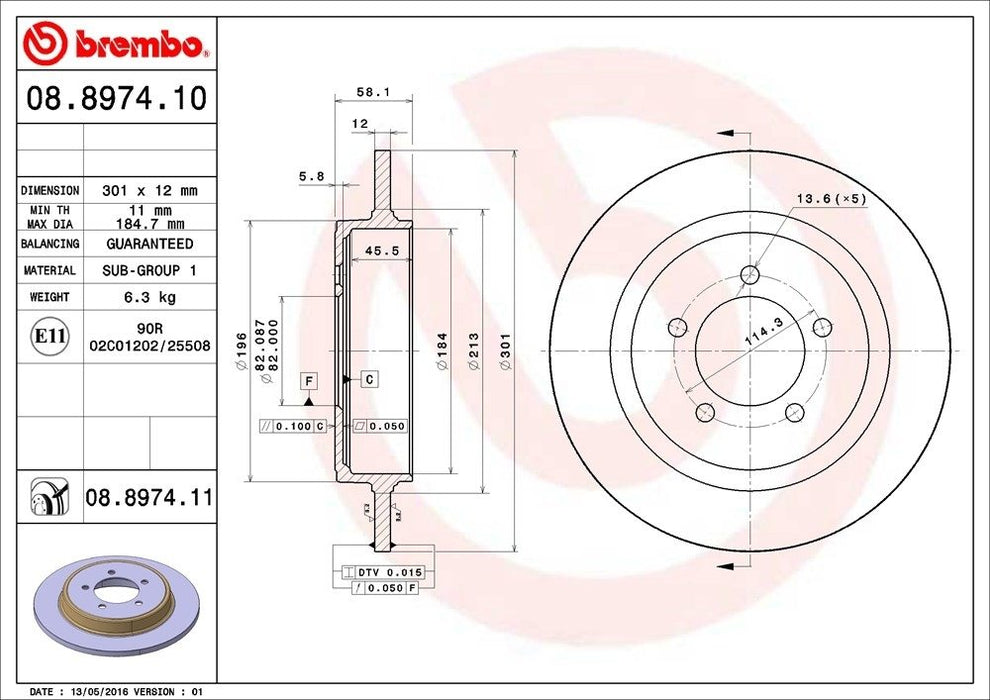08.8974.11 Brembo Brake Rotor