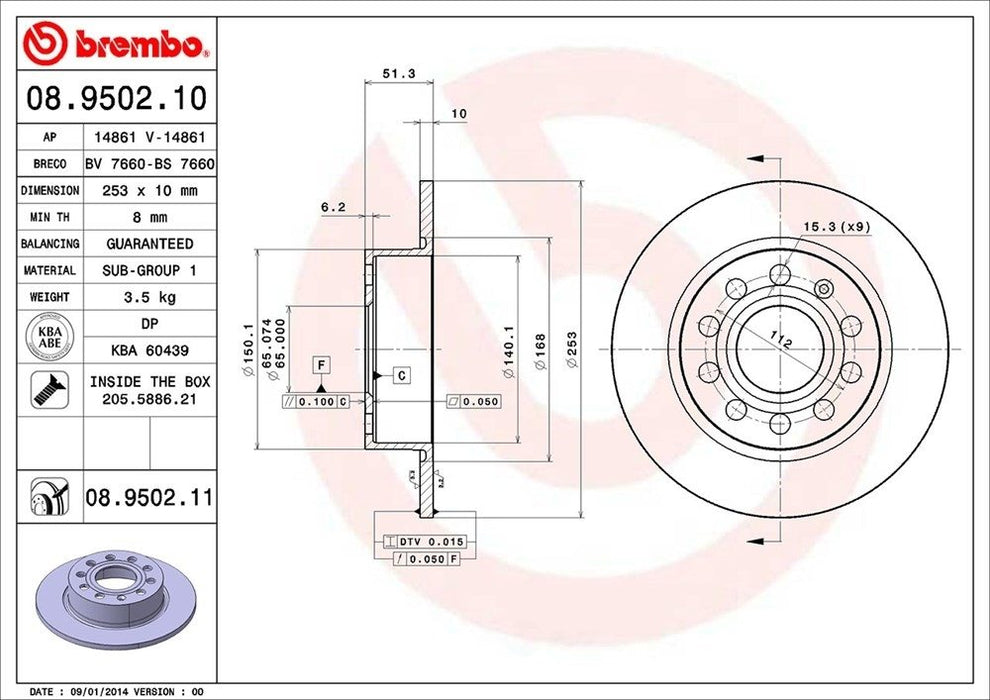 08.9502.11 Brembo Brake Rotor