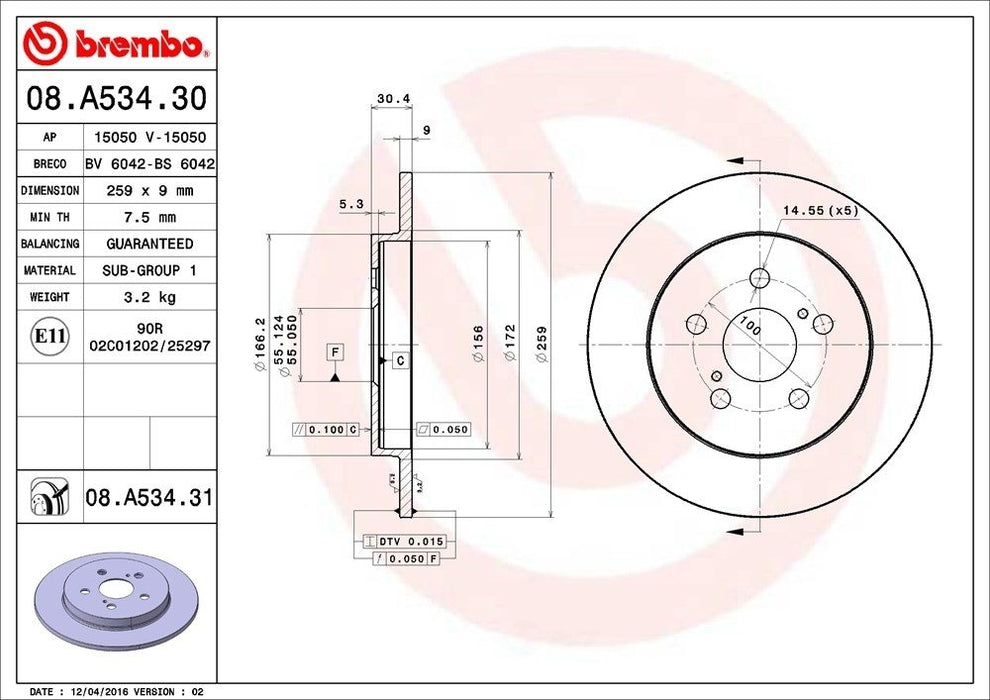 08.A534.31 Brembo Brake Rotor