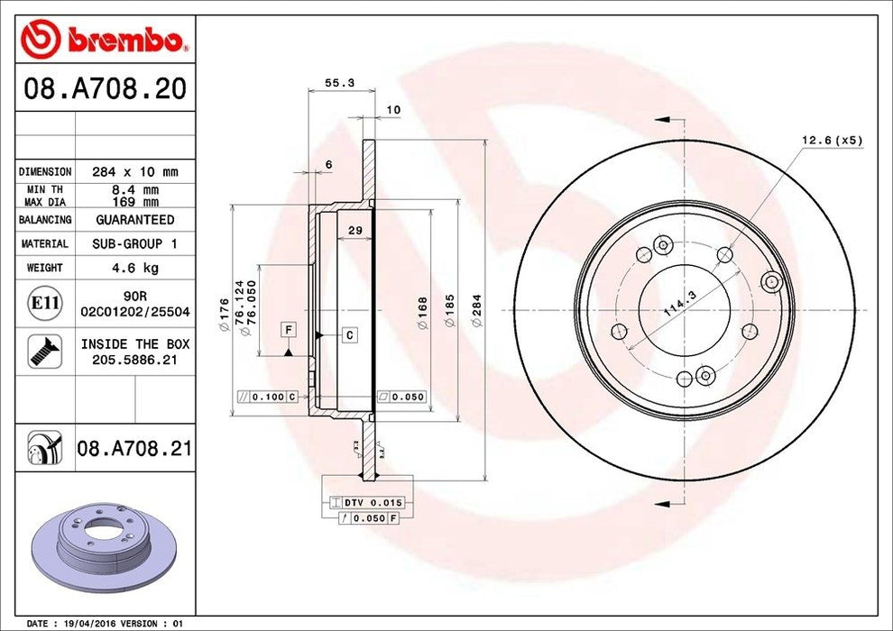 08.A708.21 Brembo Brake Rotor