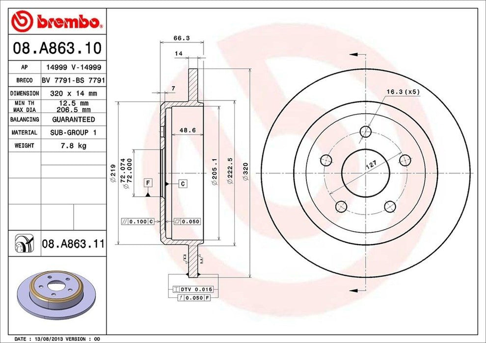 08.A863.11 Brembo Brake Rotor
