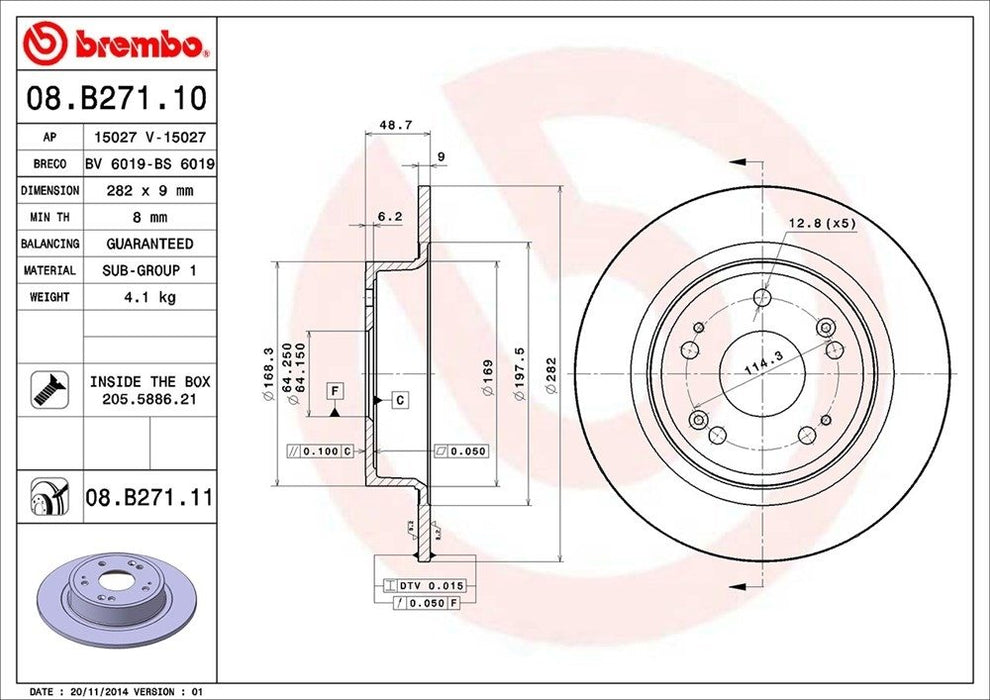 08.B271.11 Brembo Brake Rotor