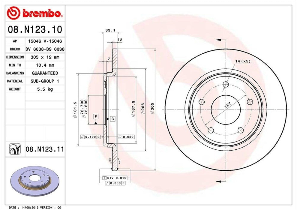 08.N123.11 Brembo Brake Rotor