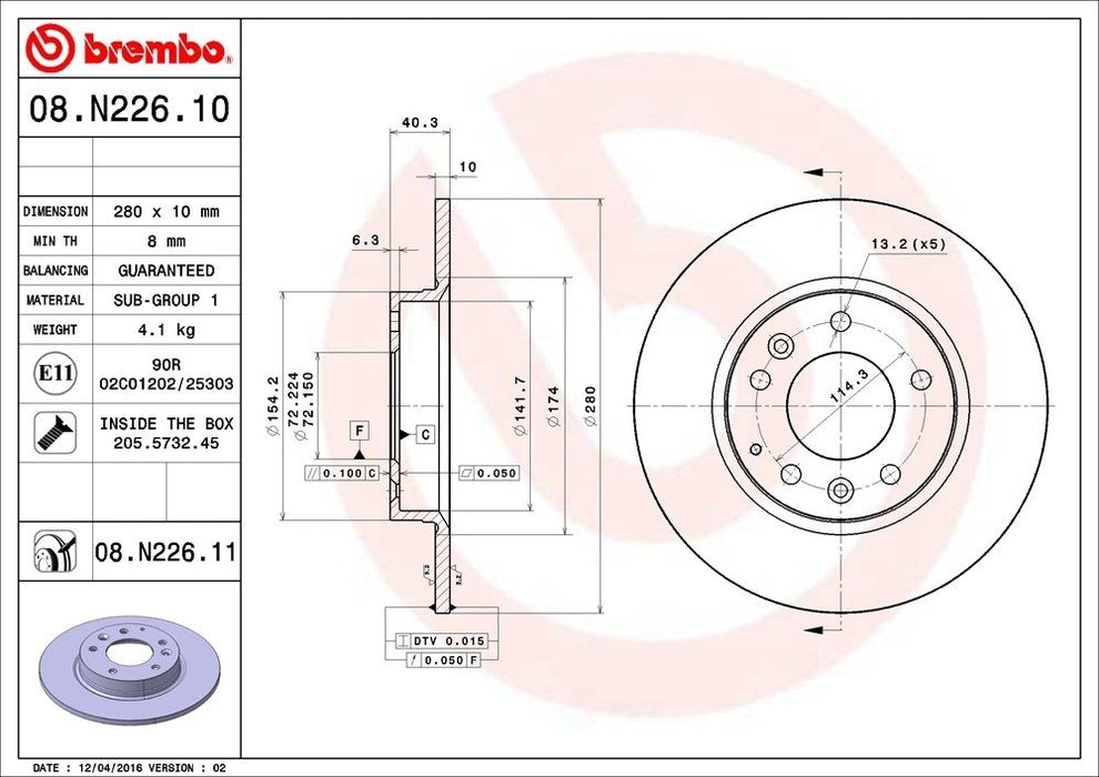 08.N226.11 Brembo Brake Rotor