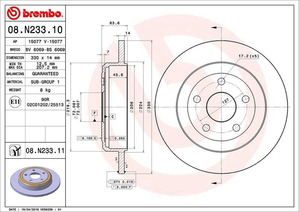 08.N233.11 Brembo Brake Rotor