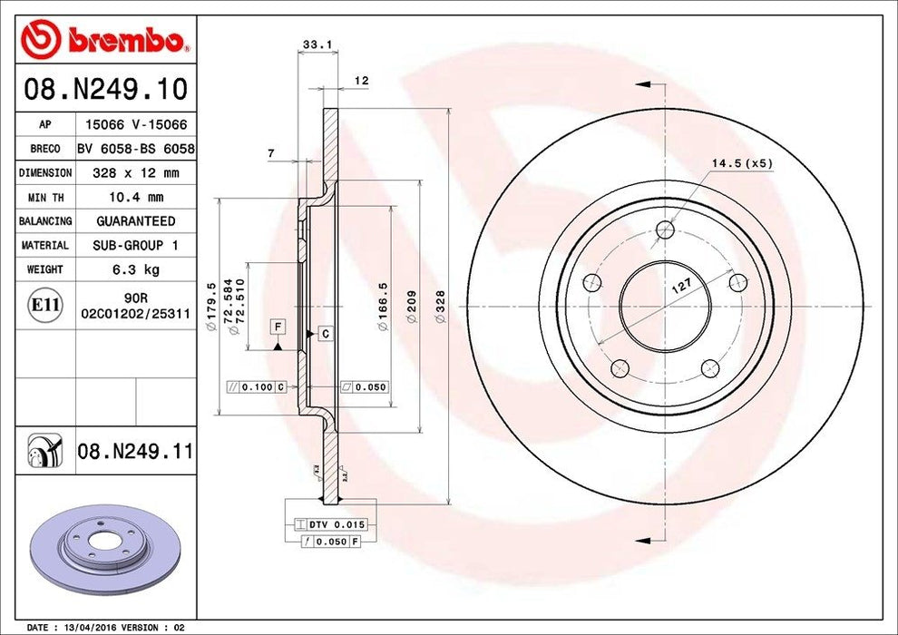 08.N249.11 Brembo Brake Rotor