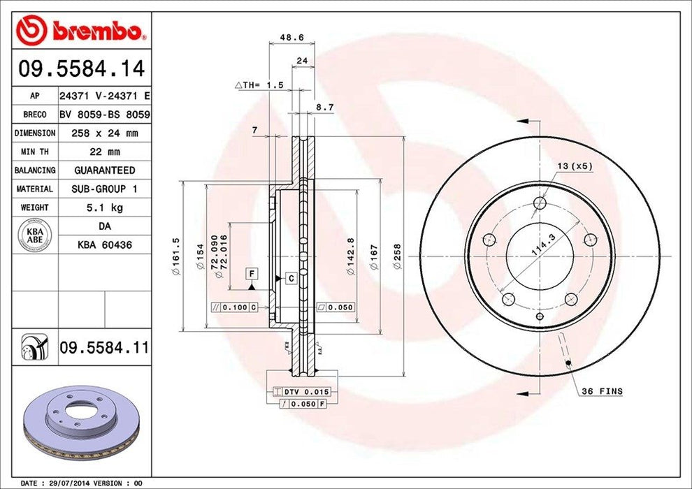 09.5584.11 Brembo Brake Rotor