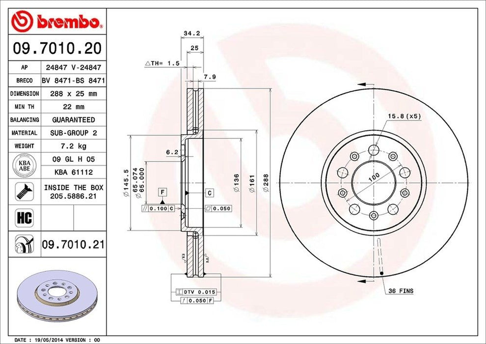 09.7010.21 Brembo Brake Rotor