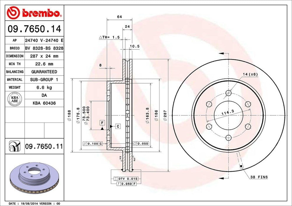09.7650.11 Brembo Brake Rotor