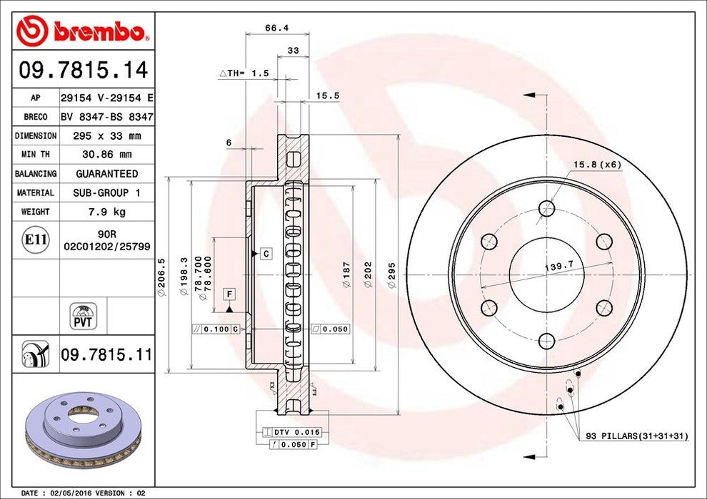 09.7815.11 Brembo Brake Rotor