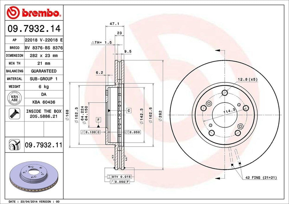 09.7932.11 Brembo Brake Rotor