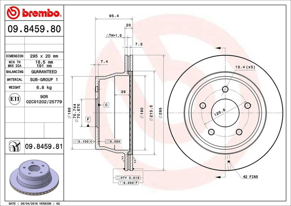 09.8459.81 Brembo Brake Rotor
