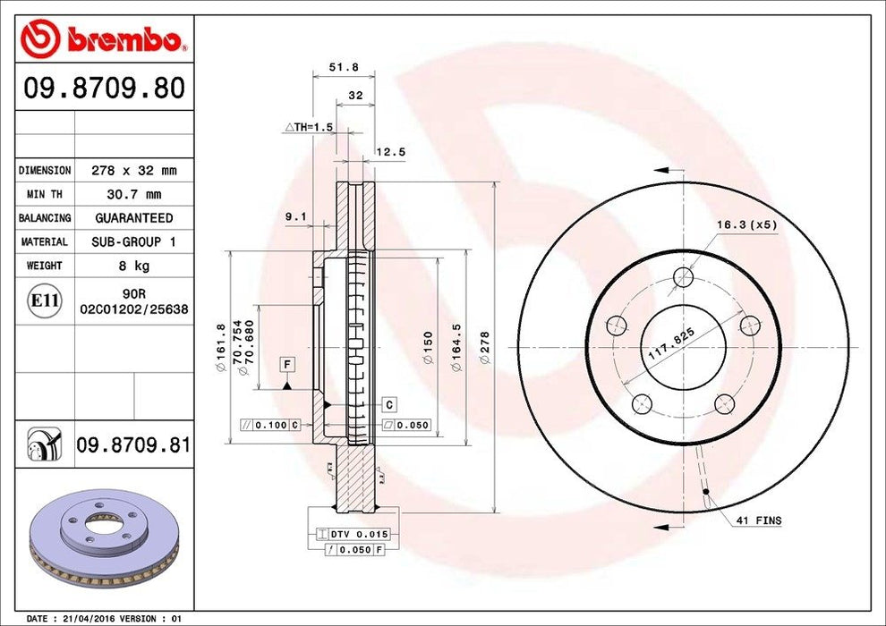 09.8709.81 Brembo Brake Rotor