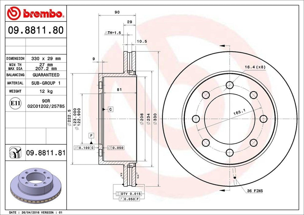 09.8811.81 Brembo Brake Rotor