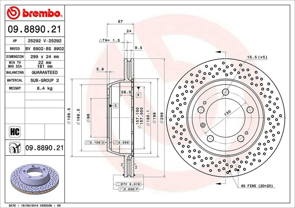09.8890.21 Brembo Brake Rotor