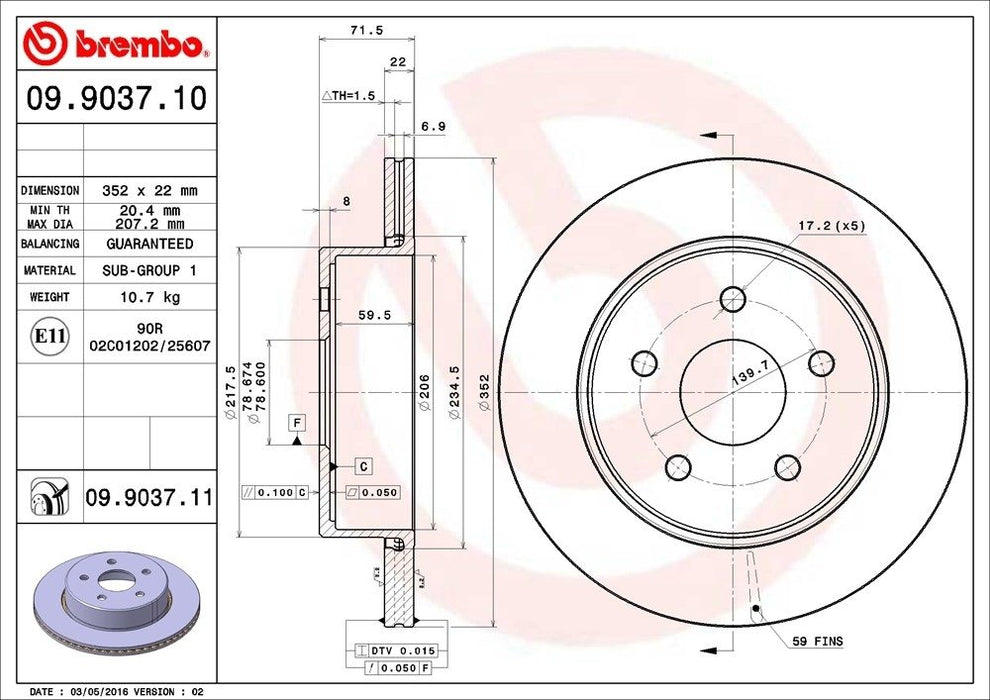 09.9037.11 Brembo Brake Rotor