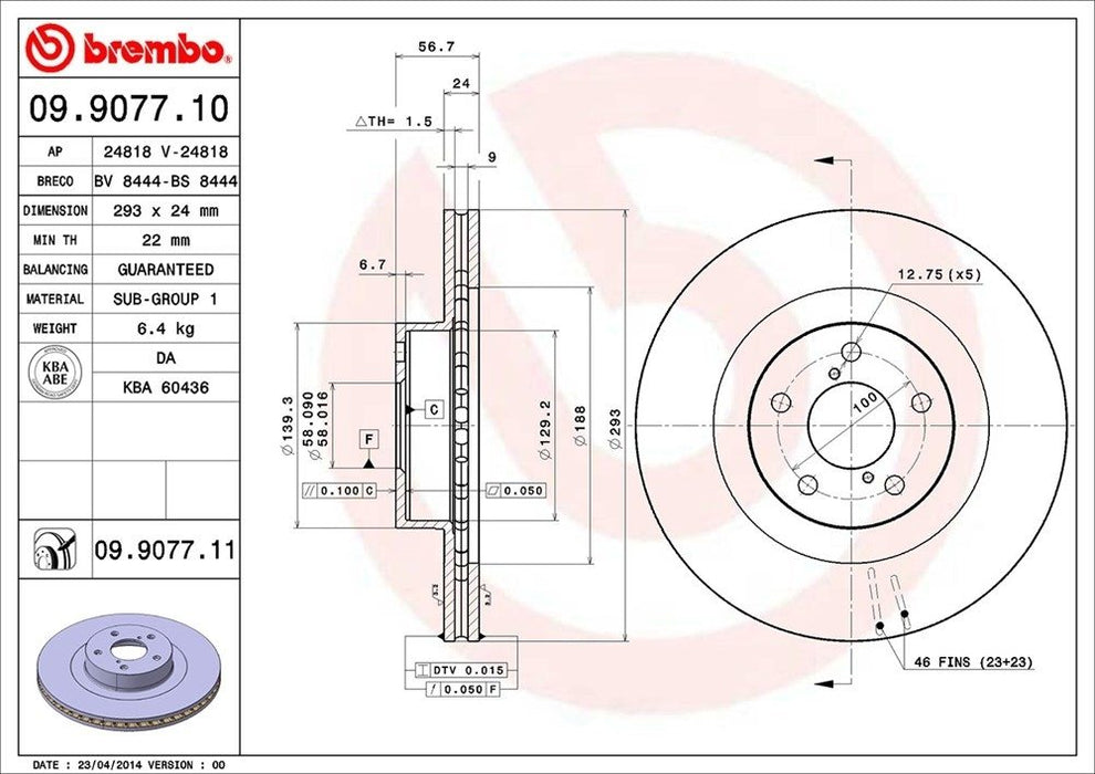 09.9077.11 Brembo Brake Rotor