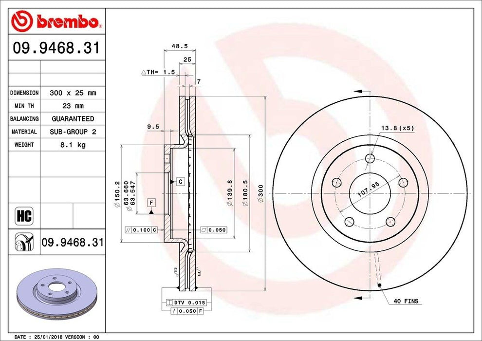 09.9468.31 Brembo Brake Rotor