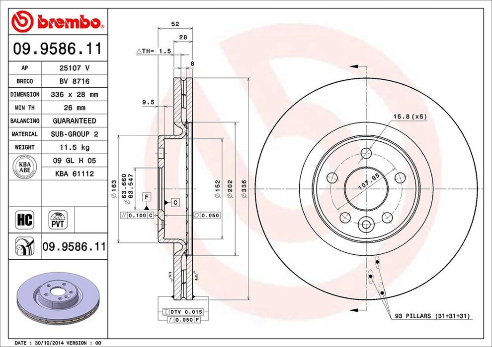 09.9586.11 Brembo Brake Rotor